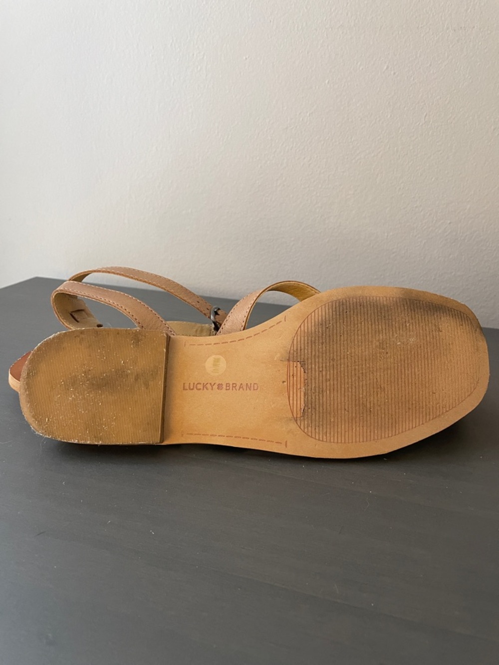 Lucky Brand Women's Tan Leather Strappy Sandals - Picture 4 of 5
